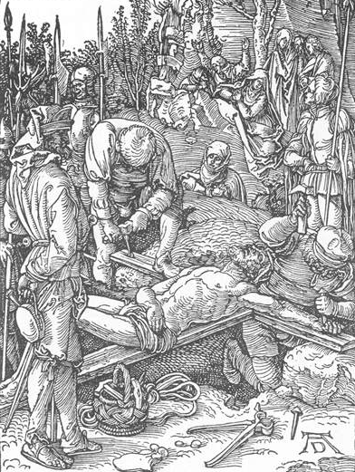 Cristo es clavado en la cruz