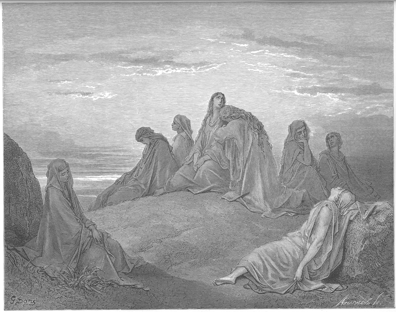 Las mujeres israelitas lloran con la hija de Jefté