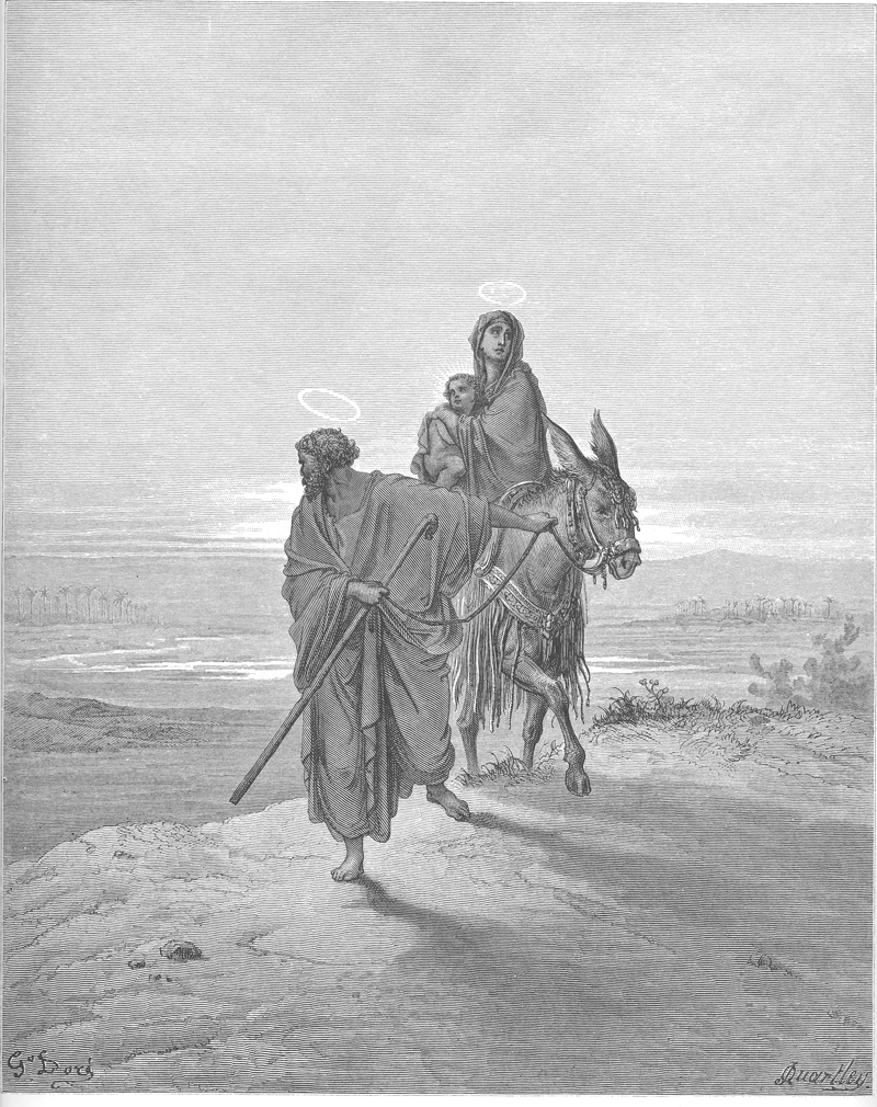 José lleva a María y Jesús a Egipto