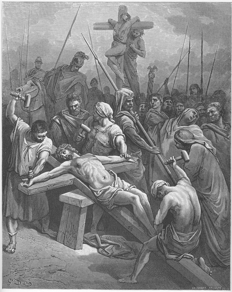 Jesús es clavado en la cruz