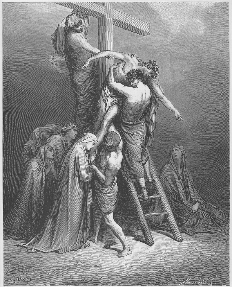 El cuerpo de Jesús es bajado de la cruz