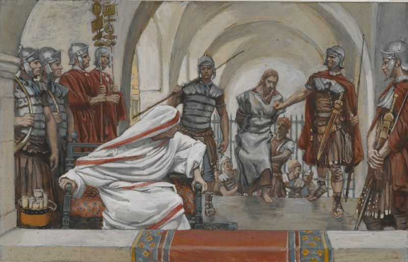 Jesús llevado de Herodes a Pilato