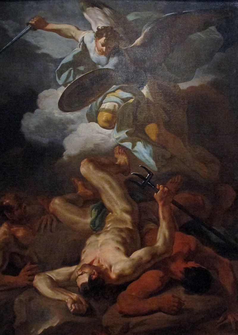 San Miguel, el arcángel, derrota a Satanás