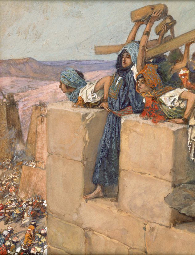 Una mujer rompe el cráneo de Abimelec