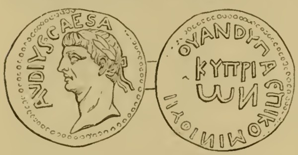 Moneda de cobre de Chipre, bajo el emperador Claudio