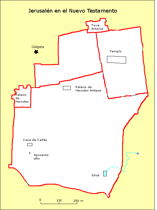 Mapa de Jerusalén en el Nuevo Testamento