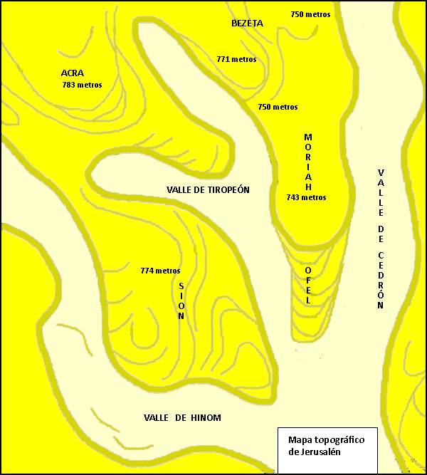 Mapa topográfico de Jerusalén