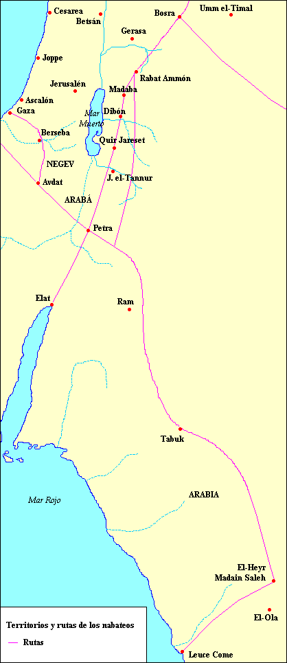 Territorios y rutas de los nabateos