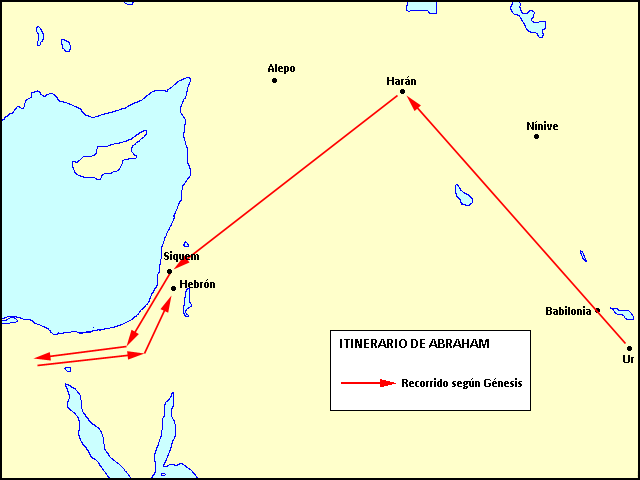 Mapa del itinerario de Abraham