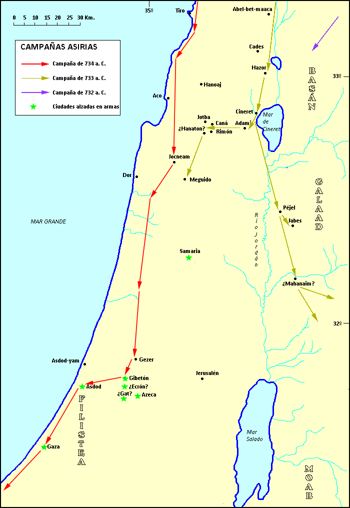 Mapa de las campañas asirias