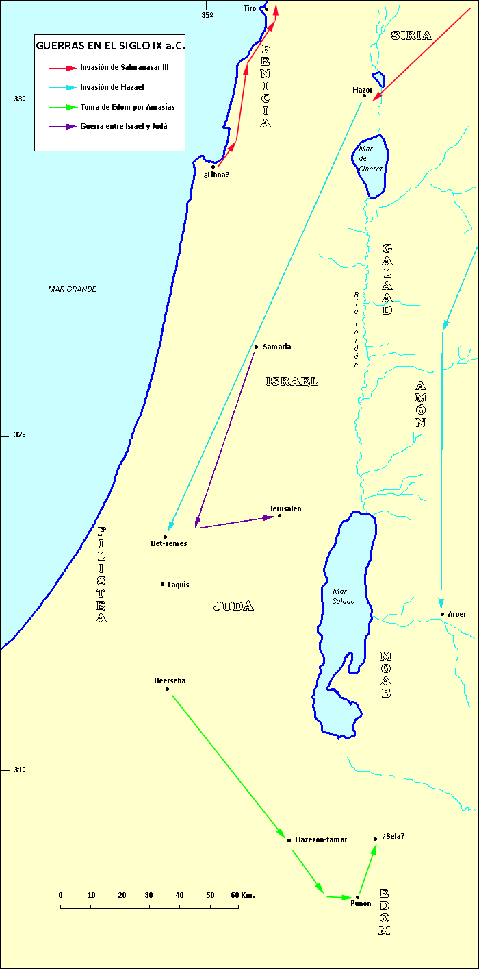 Mapa de los ataques asirios y sirios