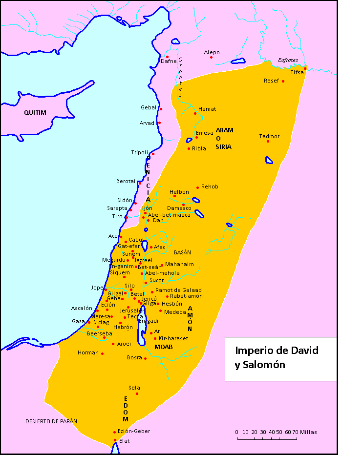Mapa del imperio de David y Salomón