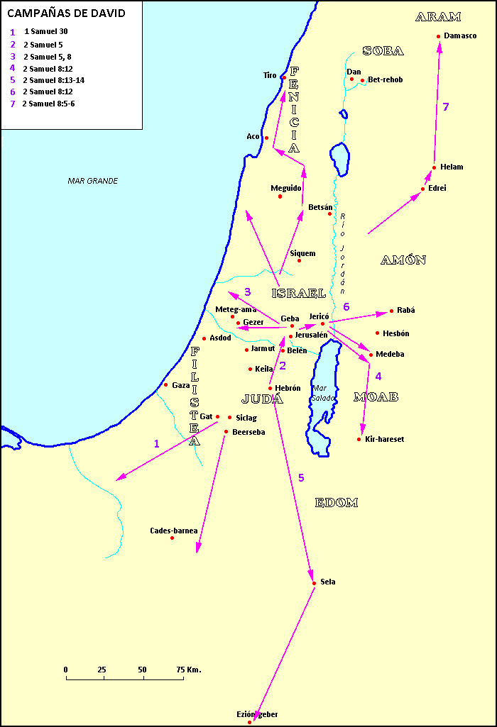 Mapa de las campañas de David