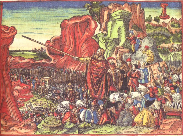 Paso del Mar Rojo, ilustración para la traducciónde la Biblia de Lutero, 1534, folio 54