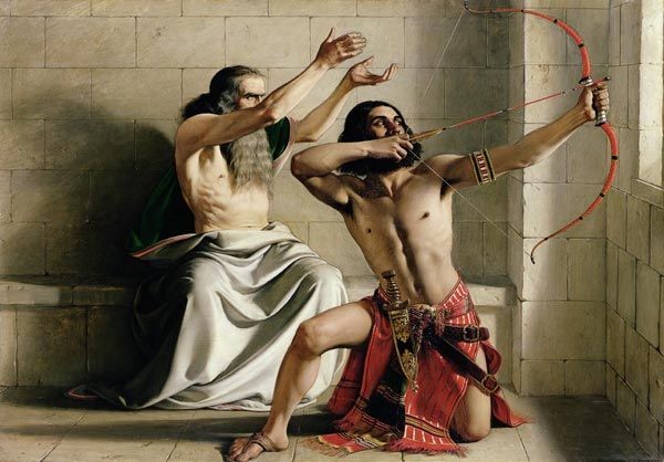 Joás dispara la flecha (), por William Dyce
