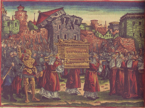 Derrumbe del muro de Jericó, ilustración para la traducciónde la Biblia de Lutero, 1534, folio 3