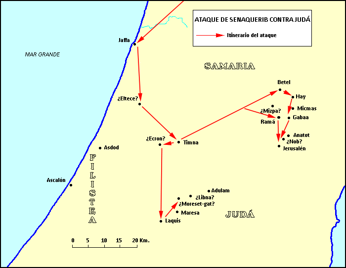 Mapa del ataque de Senaquerib