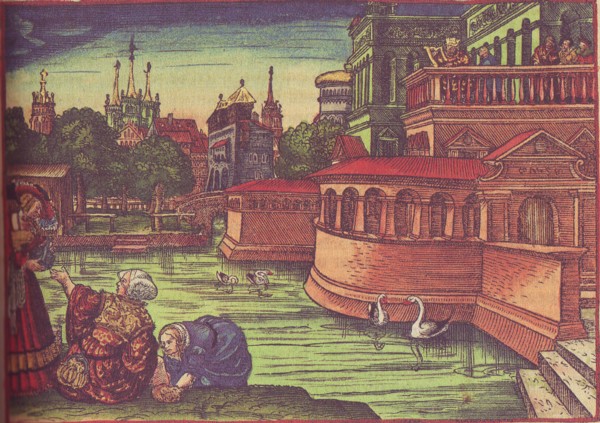 David contempla a Betsabé, ilustración para la traducciónde la Biblia de Lutero, 1534, folio 88