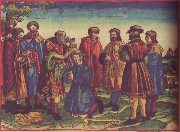 Ungimiento de David por Samuel, ilustración para la traducciónde la Biblia de Lutero, 1534, folio 40