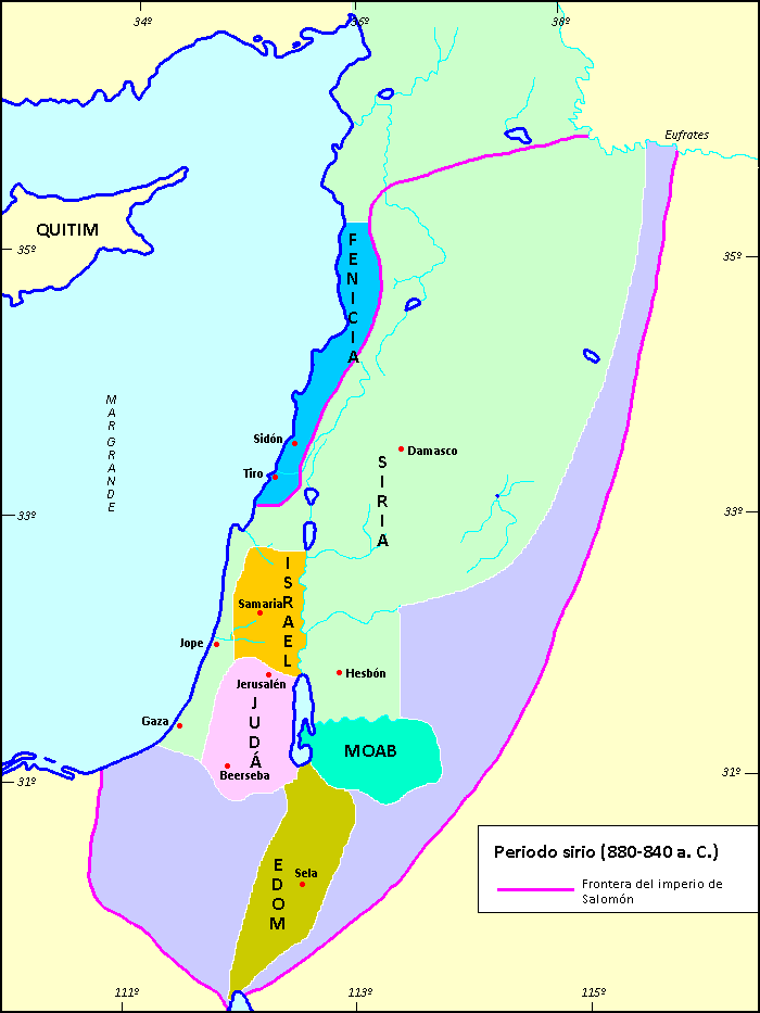 Mapa del periodo sirio  (880-840 a. C.)