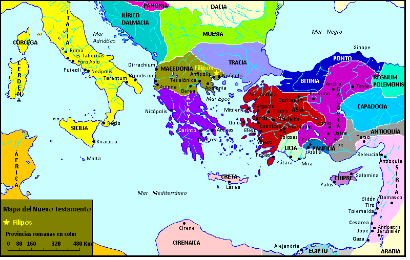 Mapa del Nuevo Testamento - Filipos