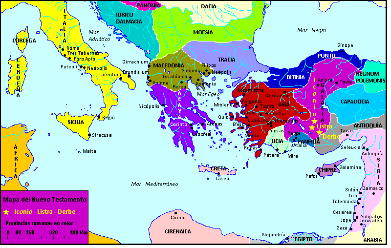 Mapa del Nuevo Testamento - Galacia