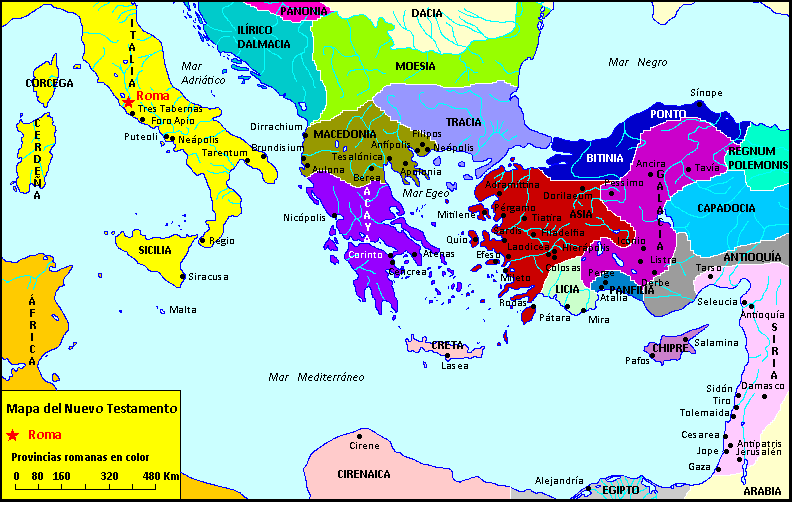Mapa del Nuevo Testamento - Roma