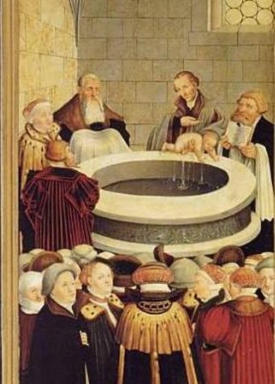 Melanchthon bautizando, por Lucas Cranach