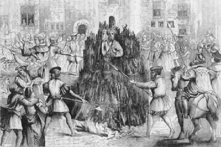 John Frith en la hoguera