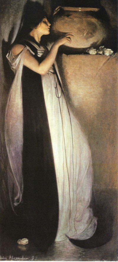Isabel y la cazuela de albahaca, óleo sobre lienzo deJohn White Alexander. Museum of Fine Arts, Chicago