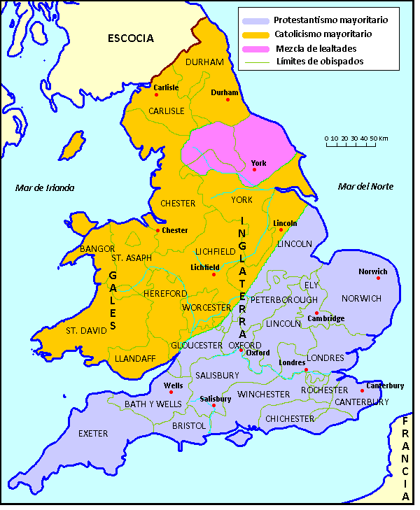 Mapa de la Reforma en Inglaterra