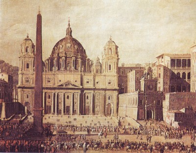 Exterior de San Pedro en Roma, por Viviano Lodazzi