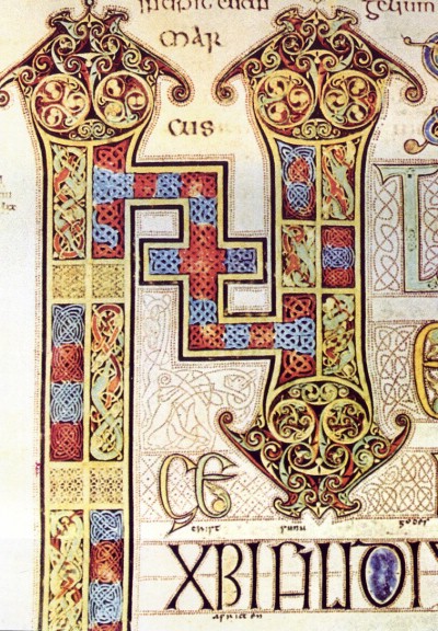 Letra capitular del Evangeliario de Lindisfarne, c. 700