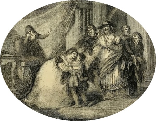 El cardenal Bourchier pide a la reina que entregue a su hijo el duque de YorkIlustración de Cassell's Illustrated History of England