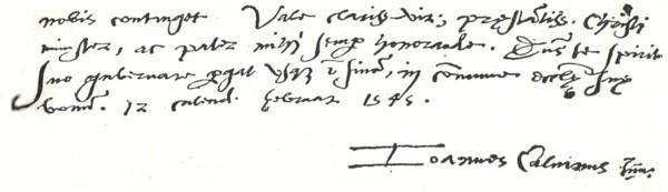 Autógrafo de Calvino