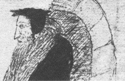 Boceto de Calvino realizado por uno de sus alumnos