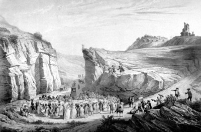 Asamblea de protestantes en Lecques, cerca de Nîmes.Litografía de comienzos del siglo XIX