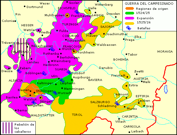 Mapa de la Guerra del Campesinado