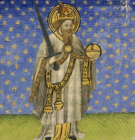 El emperador Carlomagno, pintura de 1400