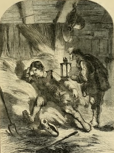 Carlos II escondido en un pajar tras la derrota de WorcesterIlustración de Cassell's Illustrated History of England