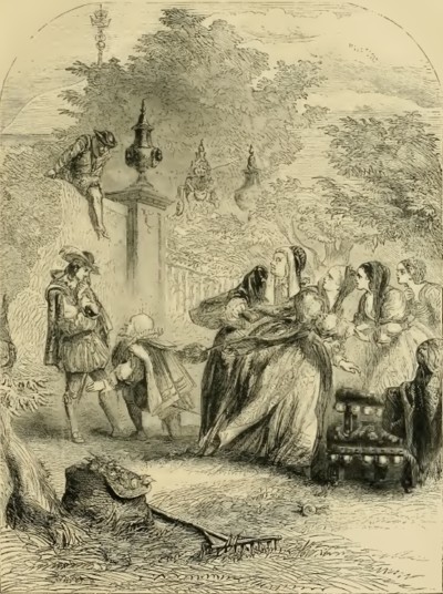 El príncipe Carlos sorprende a la infanta en el huertoIlustración de Cassell's Illustrated History of England