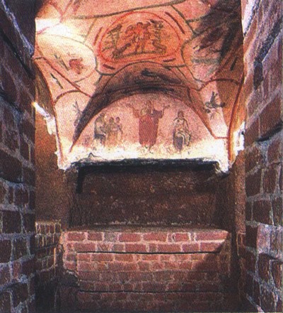 Catacumba de Priscila. Roma siglo III. Cubículo de la Velatio