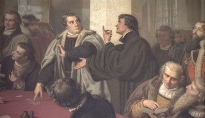 Lutero y Zwinglio en el coloquio de Marburgo