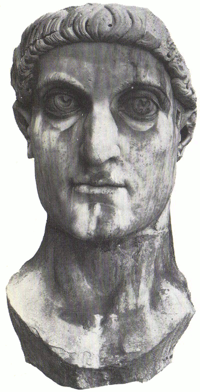 Constantino el Grande, colosal cabeza de mármol.Conservatorio de Roma