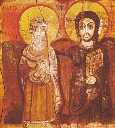 Icono copto representando a San Menas y Cristo