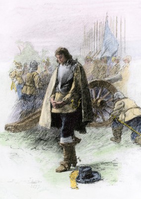 Oliver Cromwell en oraciónantes de la batalla de Edgehill