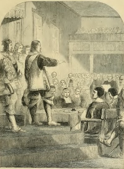 Oliver Cromwell rehusando la coronaIlustración de Cassell's Illustrated History of England