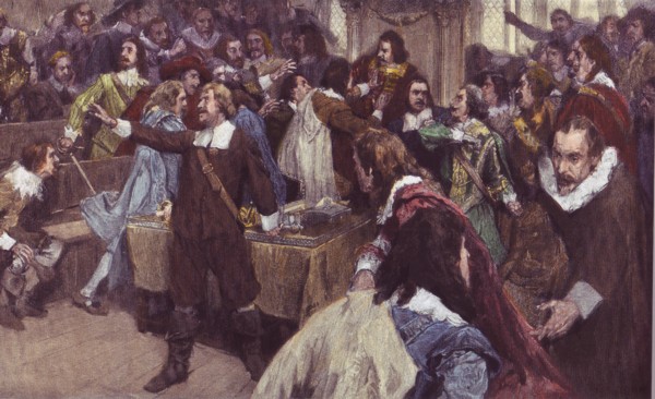 Cromwell en su primer discurso en el parlamento inglés