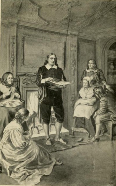 Cromwell leyendo a su familia