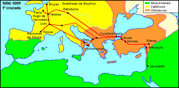 Mapa de la primera cruzada